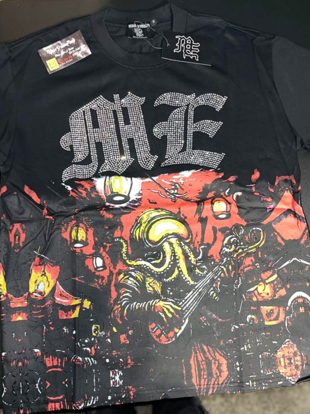 Mixed Emotion Octopus Rhinestone T-Shirt